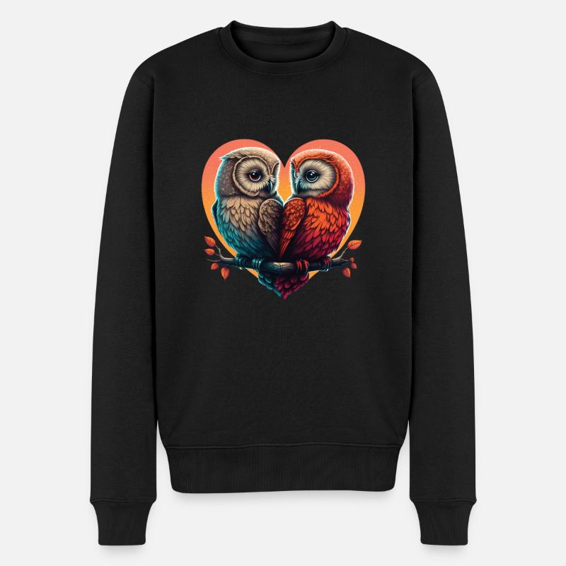 Cœur de hibou Saint-Valentin - Pull Premium bio Homme - noir