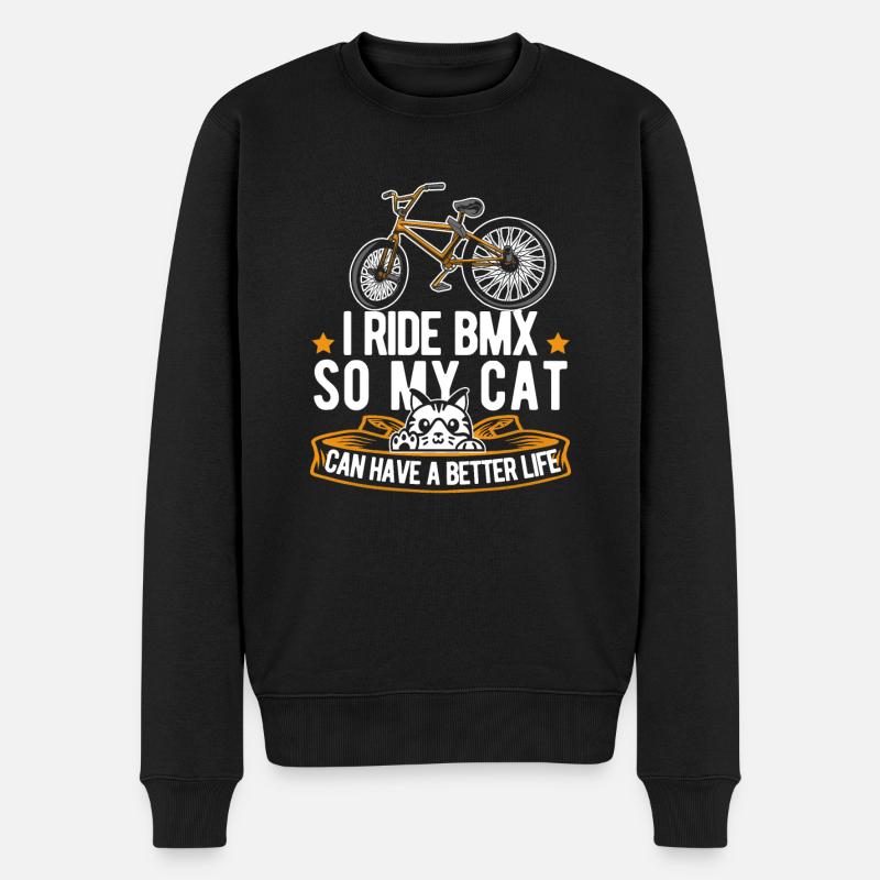Bmx Bmx Biker Katze - Männer Premium Bio Pullover - Schwarz