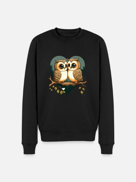 Owl Heart Valentine's Day - Men's Premium Organic Jumper - black