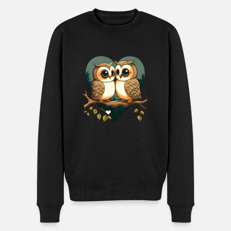 Cœur de hibou Saint-Valentin - Pull Premium bio Homme - noir