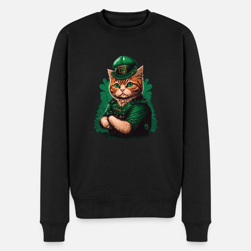 St. Patty Cat - Männer Premium Bio Pullover - Schwarz