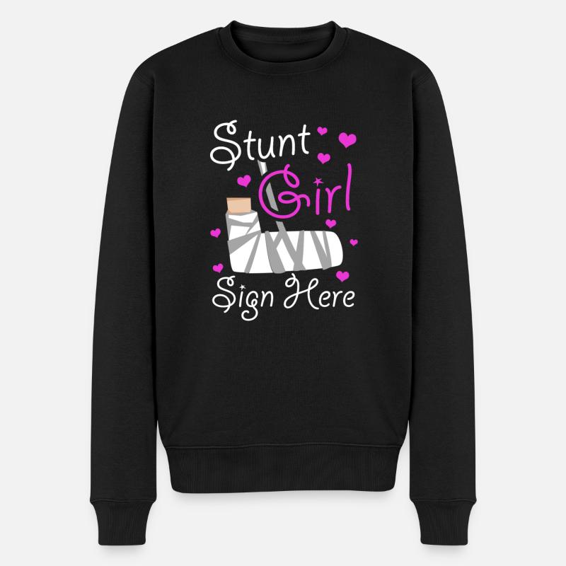 Mädchen-stunt-schild Hier - Männer Premium Bio Pullover - Schwarz