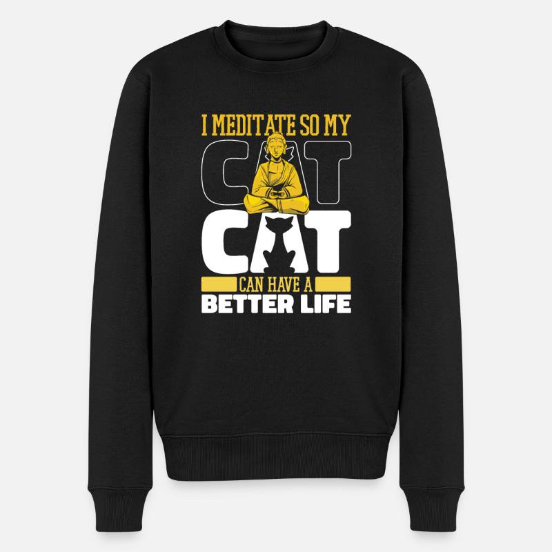 Méditation Méditez le chat - Pull Premium bio Homme - noir
