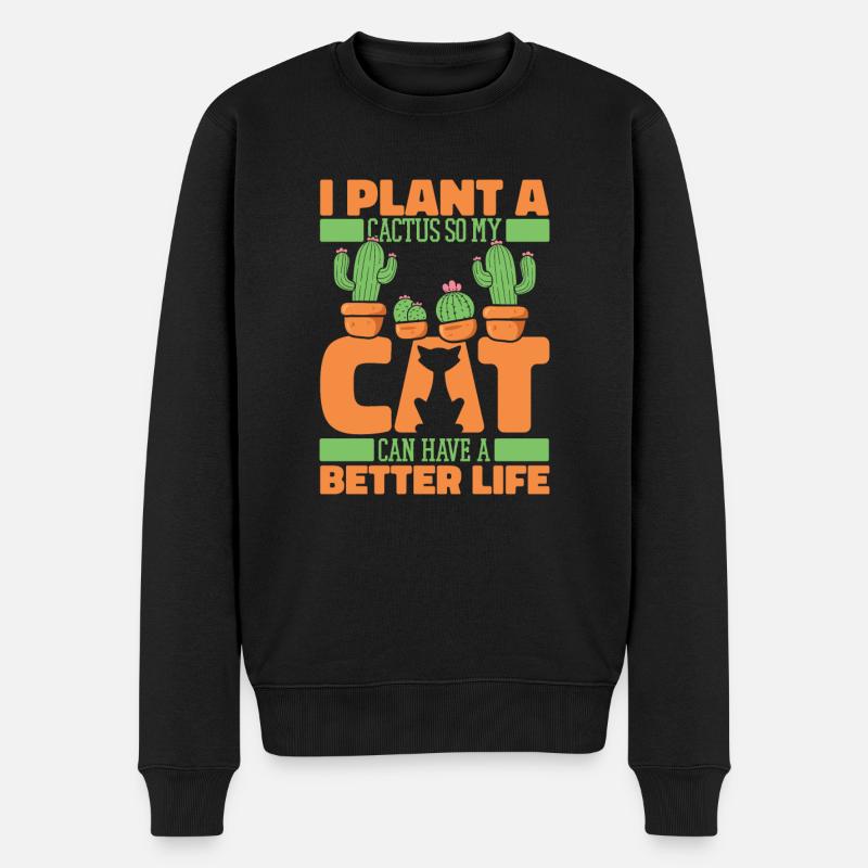 Cactus Chat de jardin - Pull Premium bio Homme - noir
