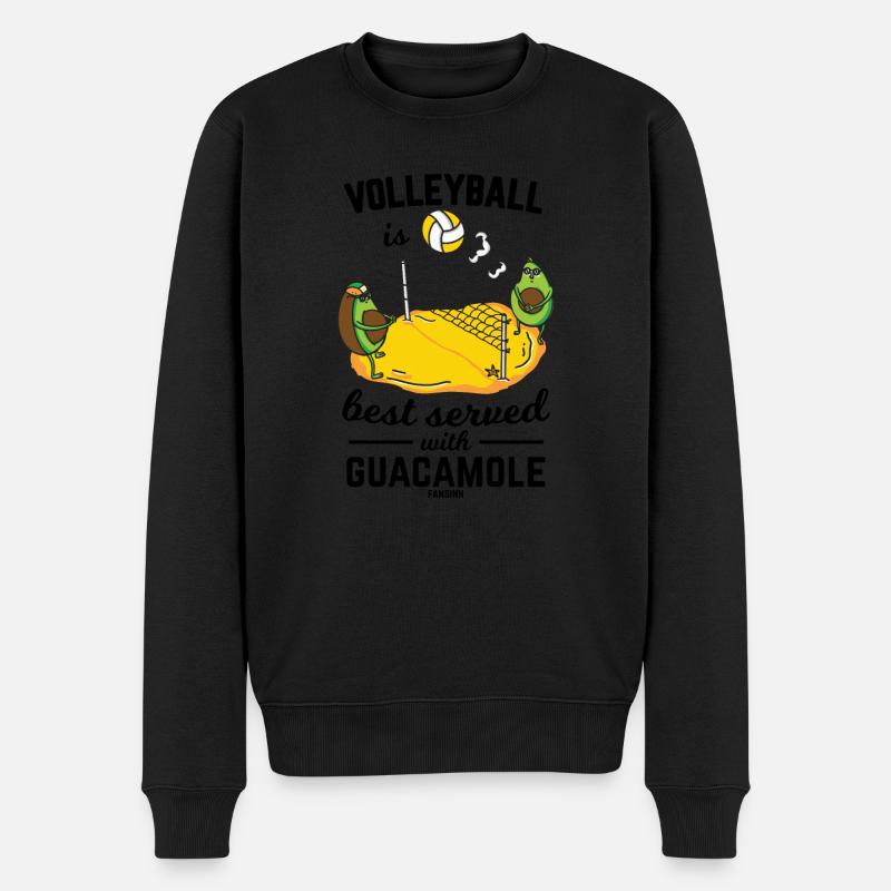 Avocado Guacamole Volleyball - Männer Premium Bio Pullover - Schwarz