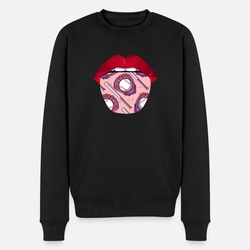 Baseball Zunge - Männer Premium Bio Pullover - Schwarz