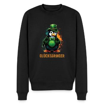 Lucky charm Penguin St. Patty - Men's Premium Organic Jumper - black - Front - Nico (187cm)