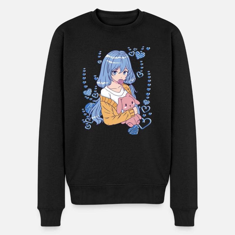 J’adore les mangas et le cosplay pour les filles - Pull Premium bio Homme - noir