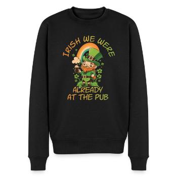 Irish we were already at the Pub St. patty - Männer Premium Bio Pullover - Schwarz - Vorne - Nico (187cm)