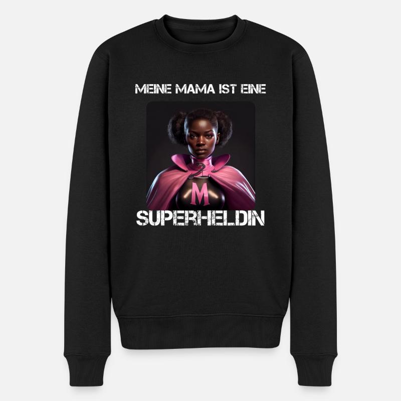 Mama Superheldin - Meine Mama ist eine - Männer Premium Bio Pullover - Schwarz