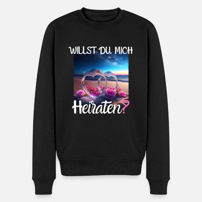 Heiratsantrag für Hochzeit oder Verlobung - - Männer Premium Bio Pullover - Schwarz