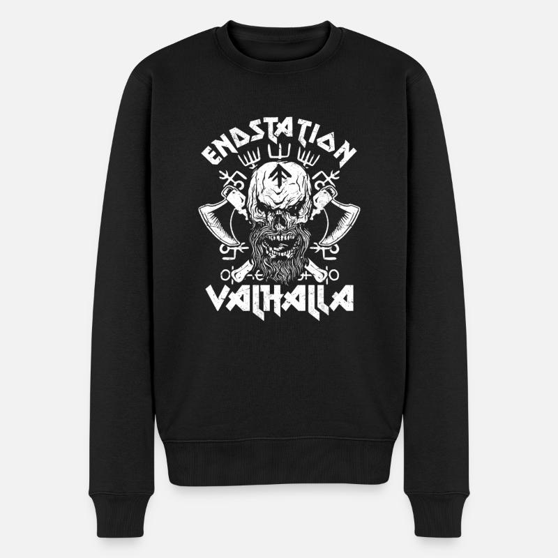 Endstation Valhalla Wikinger Krieger - Männer Premium Bio Pullover - Schwarz