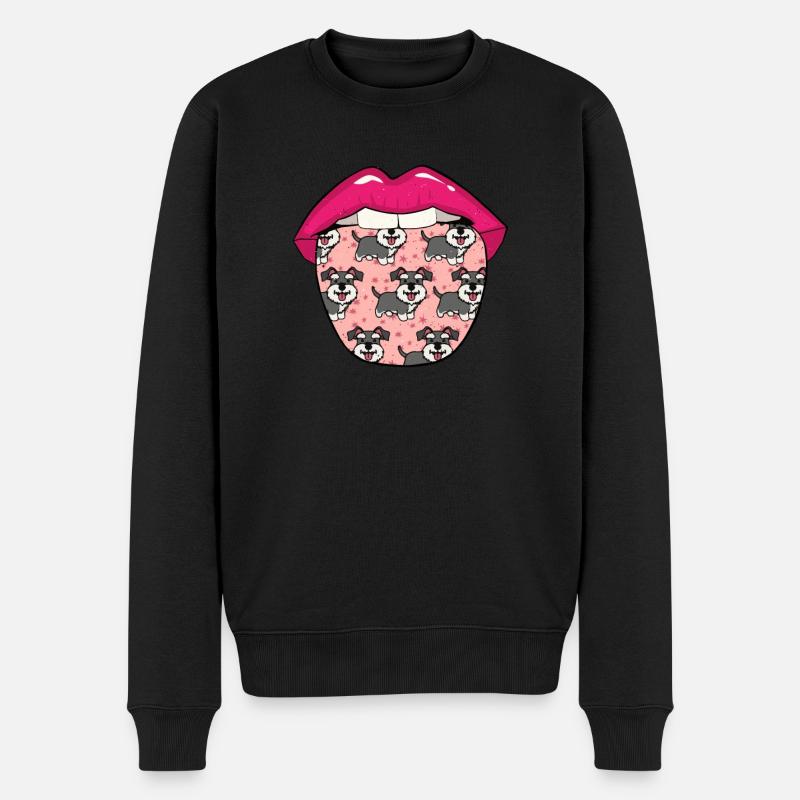 Schnauzer Hund Zunge - Männer Premium Bio Pullover - Schwarz