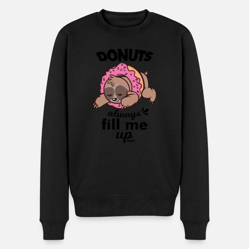 Faultier Donut Kuchen lecker - Männer Premium Bio Pullover - Schwarz