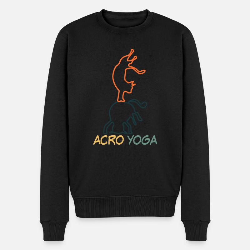 Acroyoga Acro Yoga avec chat - Pull Premium bio Homme - noir