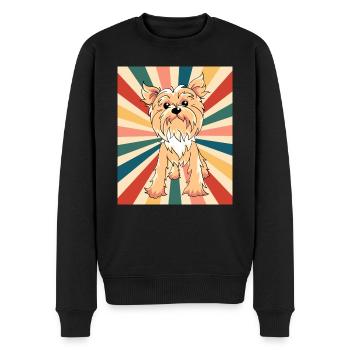 Mignon Yorkshire Terrier Race de chien 80s 90s Rétro - Pull Premium bio Homme - noir - Devant - Nico (187cm)