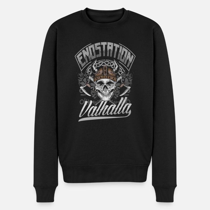 Endstation Valhalla Wikinger Krieger - Männer Premium Bio Pullover - Schwarz