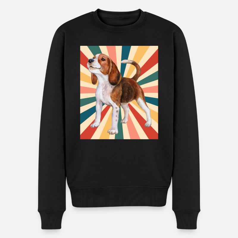 Nette Beagle Hunderasse 80er 90er Jahre Retro Stil Vintage - Männer Premium Bio Pullover - Schwarz
