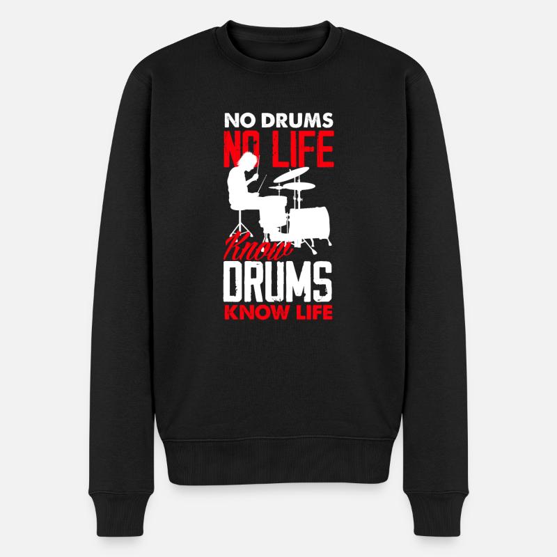 Schlagzeug Schlagzeuger Geschenk - Männer Premium Bio Pullover - Schwarz