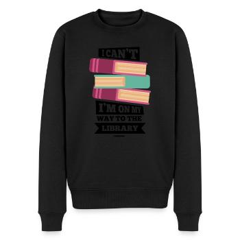 I Can't I'm On My Way To The Library - Männer Premium Bio Pullover - Schwarz - Vorne - Nico (187cm)