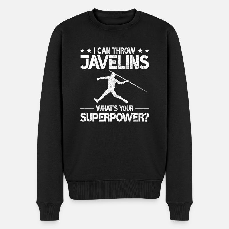 Speerwurfstrecker Leichtathletik Speerwerfer - Männer Premium Bio Pullover - Schwarz