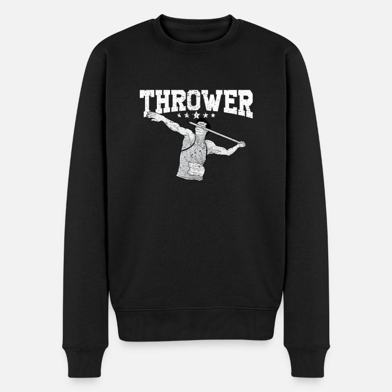 Speerwurfstrecker Leichtathletik Speerwerfer - Männer Premium Bio Pullover - Schwarz