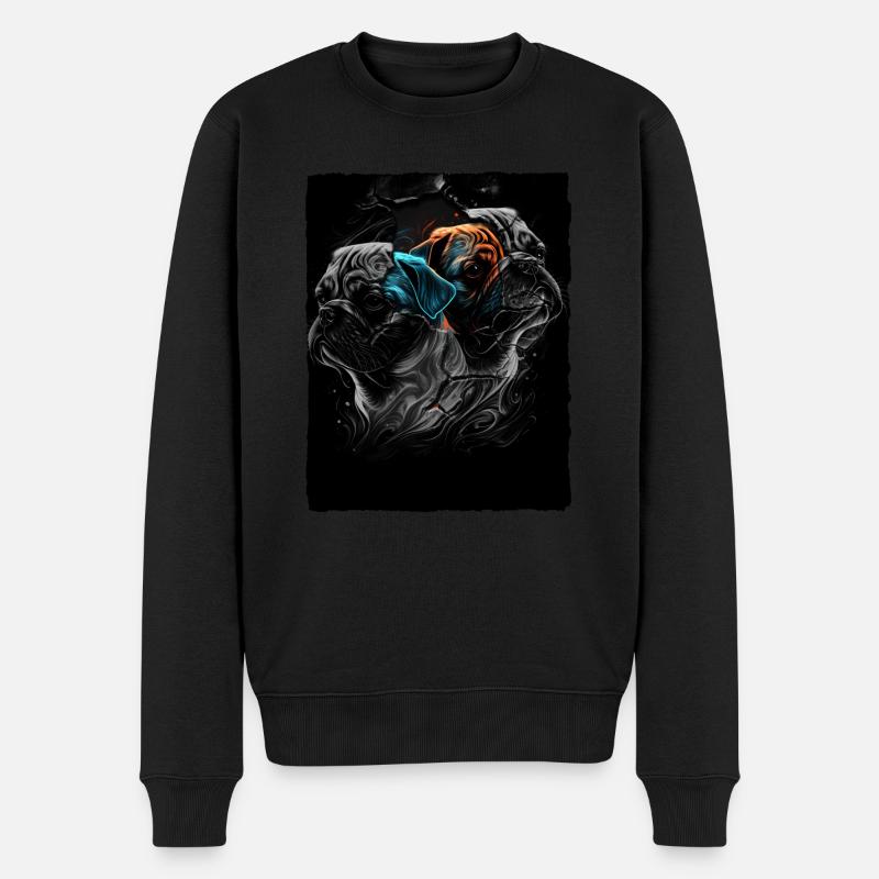 Mops Portrait - Männer Premium Bio Pullover - Schwarz