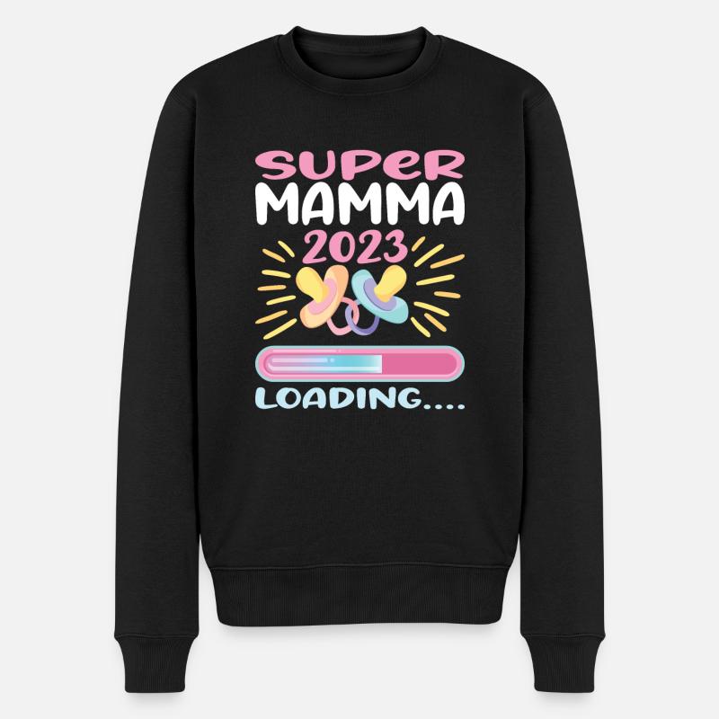 Super Mamma Loading... - Männer Premium Bio Pullover - Schwarz