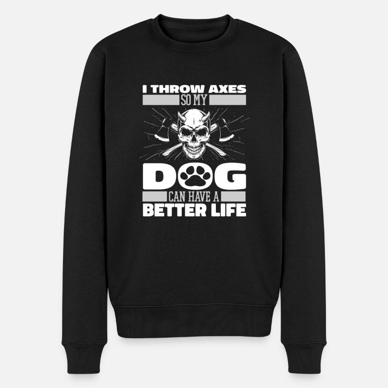 Axtwerfen Axtwerfer Hund - Männer Premium Bio Pullover - Schwarz