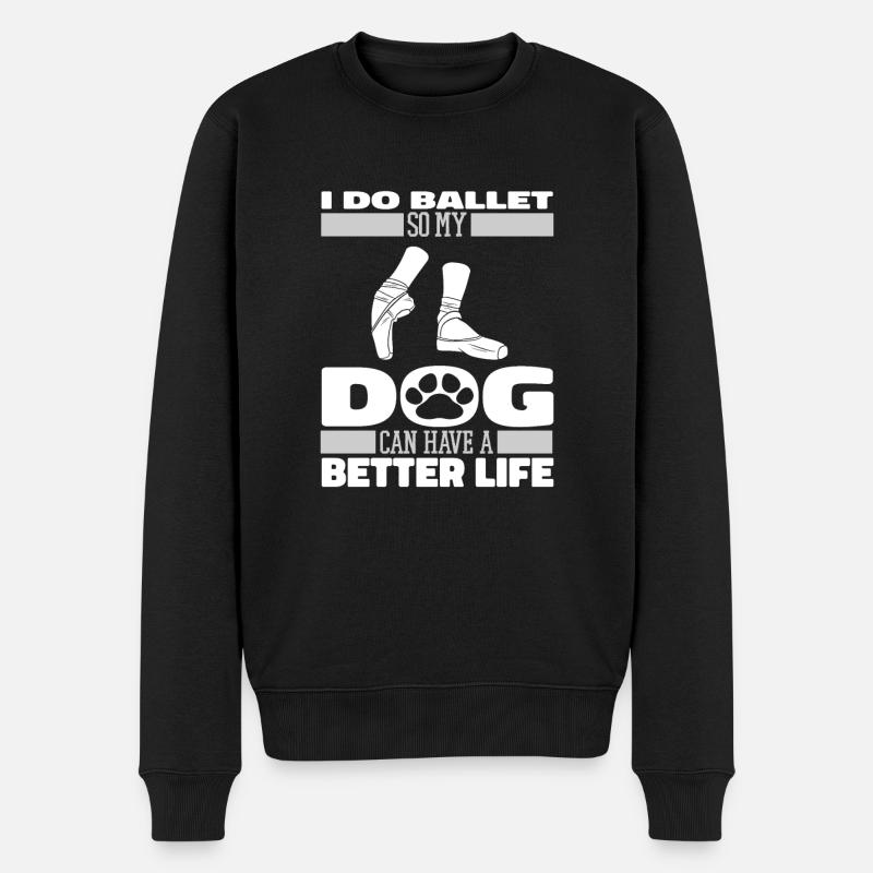 Ballet Balerina Hund - Männer Premium Bio Pullover - Schwarz