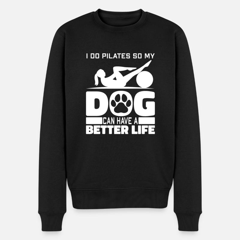 Pilates Hund - Männer Premium Bio Pullover - Schwarz