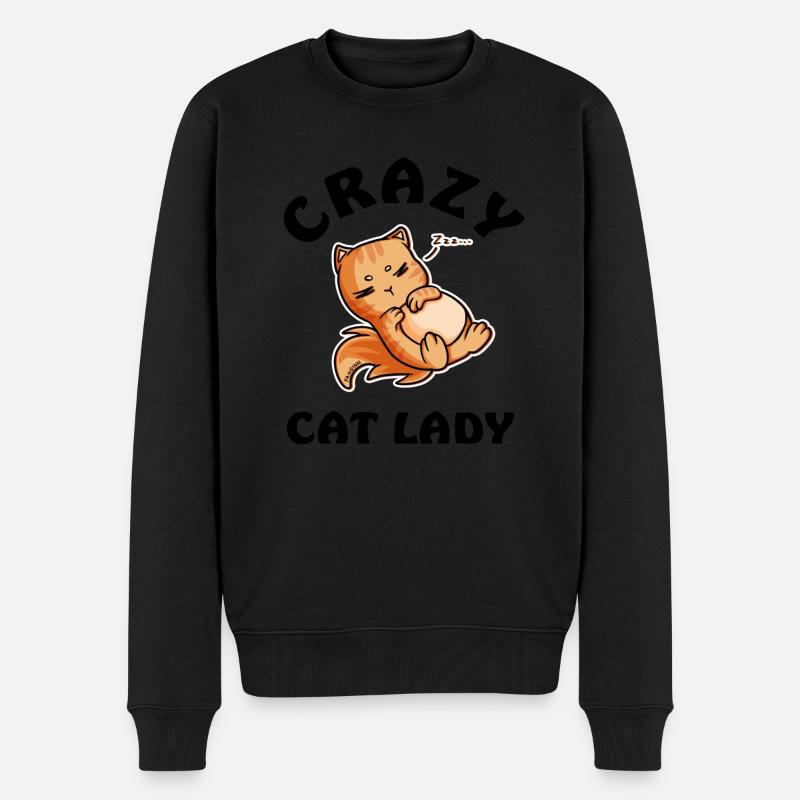 Crazy Cat Lady - Männer Premium Bio Pullover - Schwarz