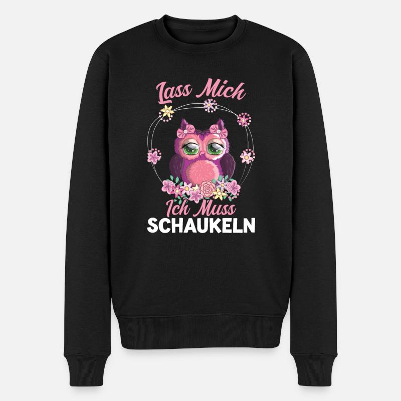 Eule Vogel Schaukeln Geschenk - Männer Premium Bio Pullover - Schwarz