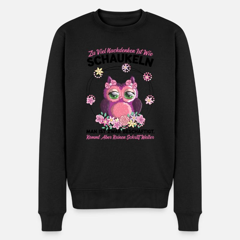 Eule Vogel Eulen Geschenk - Männer Premium Bio Pullover - Schwarz