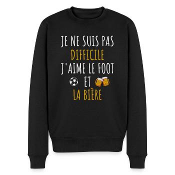 j'aime le foot et la bière cadeau humour - Pull Premium bio Homme - noir - Devant - Nico (187cm)