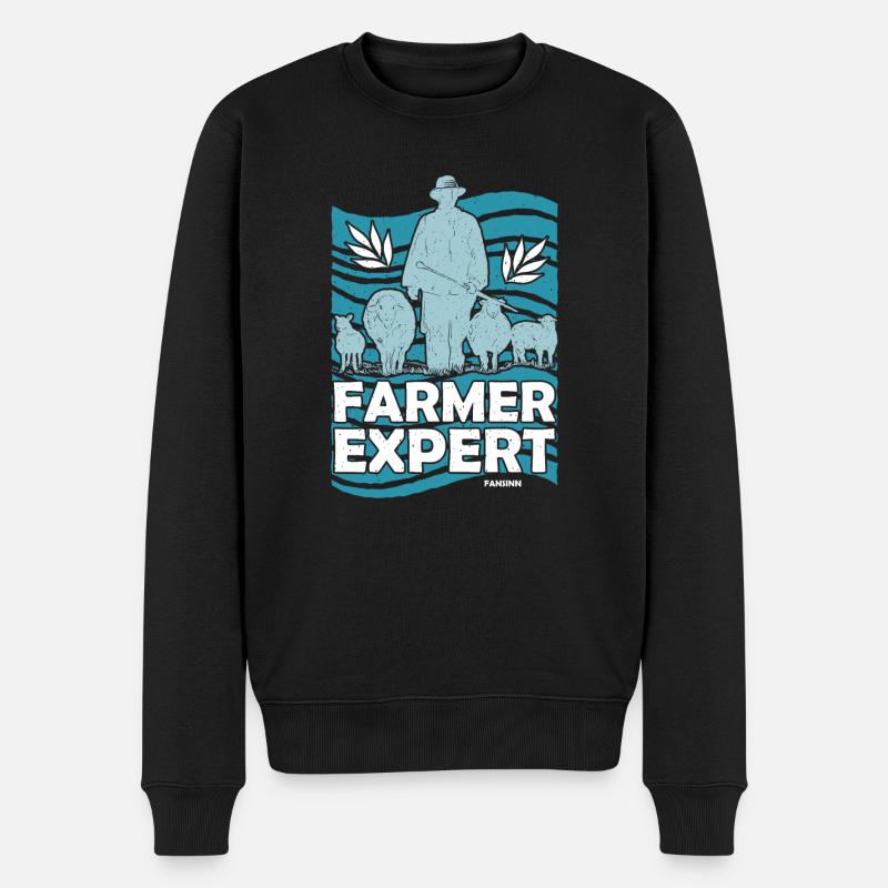 Farmer Expert - Männer Premium Bio Pullover - Schwarz