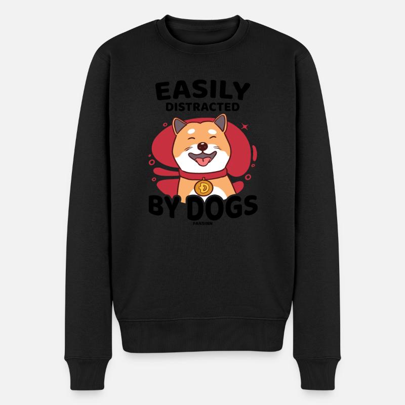 Facilement distrait par les chiens - Pull Premium bio Homme - noir