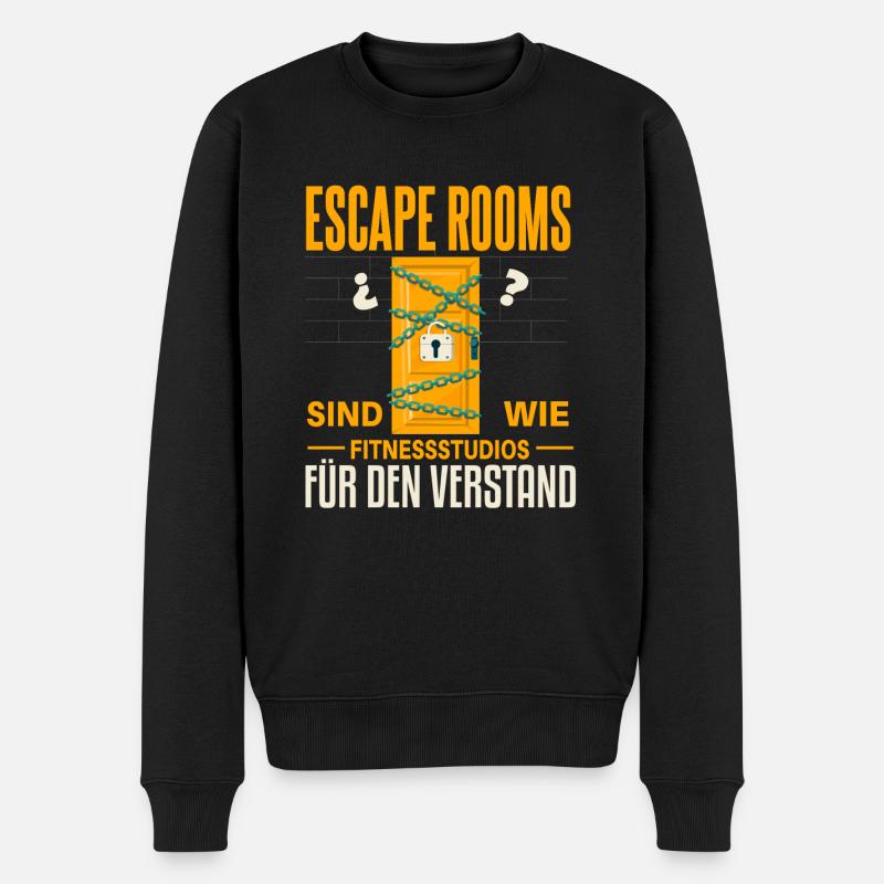 Cooles Escape Room Spruch Design - Männer Premium Bio Pullover - Schwarz