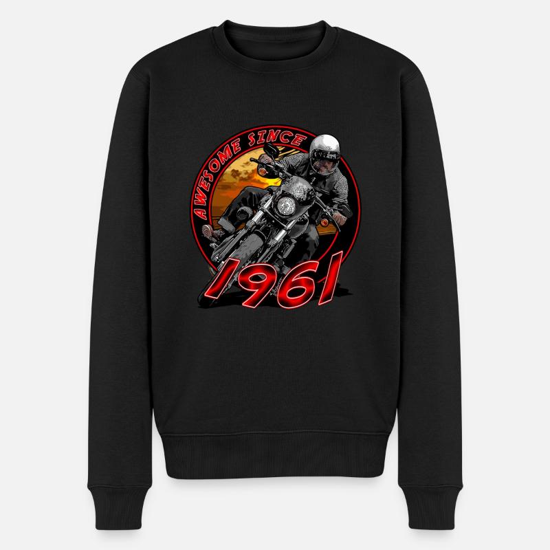 Awesome since 1961, Biker Geburtstag - Männer Premium Bio Pullover - Schwarz