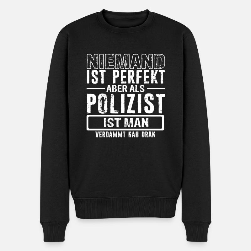 Polizeibeamte Freund & Helfer Polizei Spruch Poliz - Männer Premium Bio Pullover - Schwarz