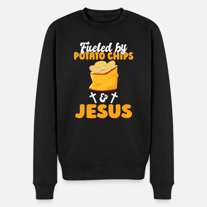 Potato Chips Gift - Men's Premium Organic Jumper - black