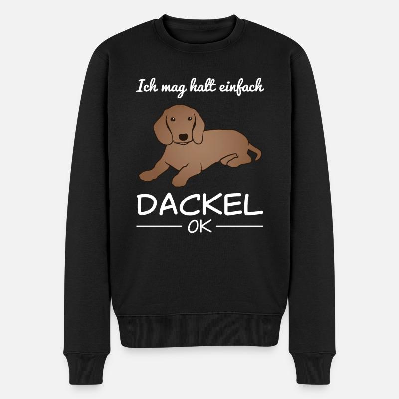 Dackel Hund Hundeliebhaber Spruch Geschenk - Männer Premium Bio Pullover - Schwarz