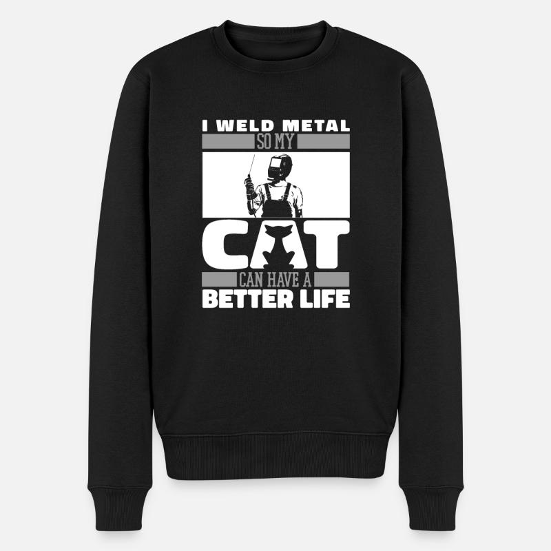 Forgeron Métallurgiste Chat - Pull Premium bio Homme - noir