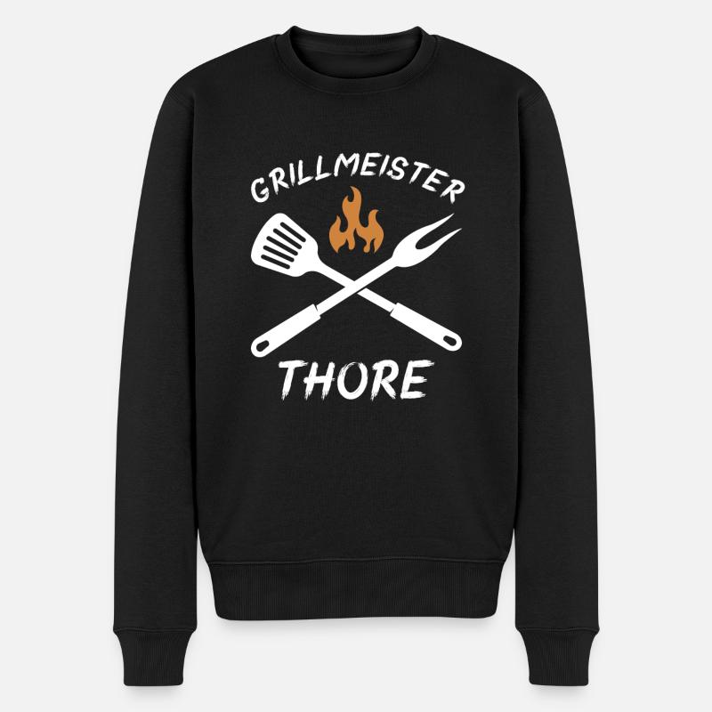 Grillmeister Thore - Männer Premium Bio Pullover - Schwarz