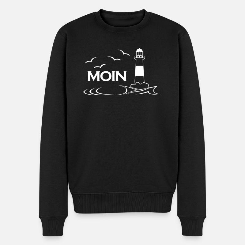Moin Leuchtturm Nodesee Norddeutsch - Männer Premium Bio Pullover - Schwarz
