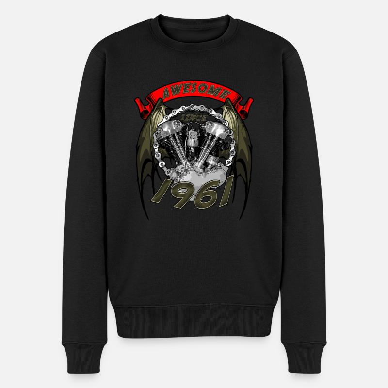 Awesome since 1961, Biker Geburtstag - Männer Premium Bio Pullover - Schwarz