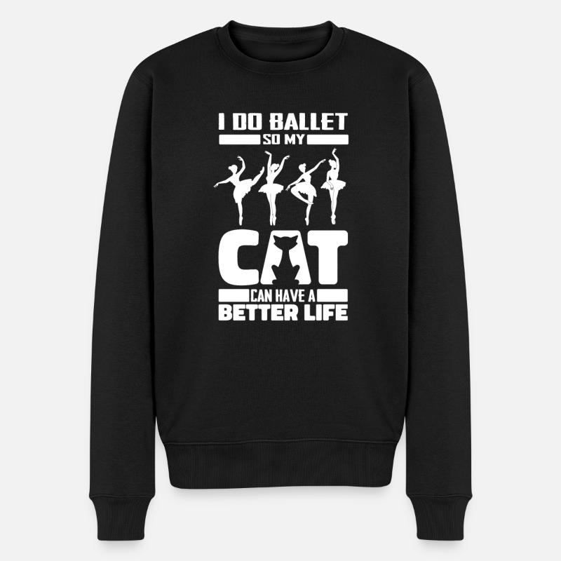 Ballet Balerina Katze - Männer Premium Bio Pullover - Schwarz