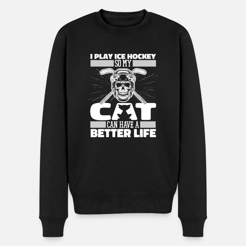 Chat de hockey sur glace - Pull Premium bio Homme - noir