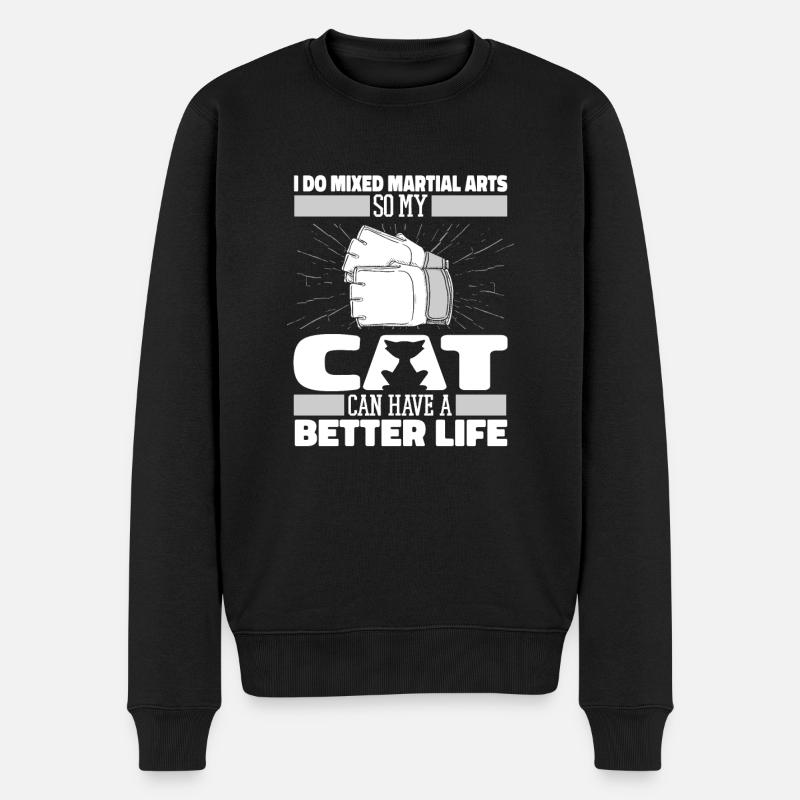 Mixed Martial Arts Katze - Männer Premium Bio Pullover - Schwarz