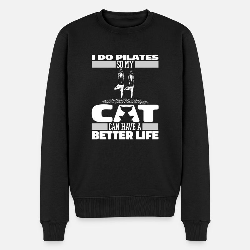 Chat Pilates - Pull Premium bio Homme - noir
